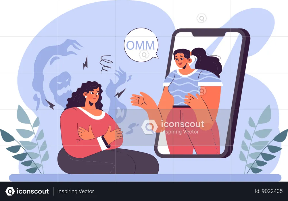 Woman faces cyber bullying  Illustration
