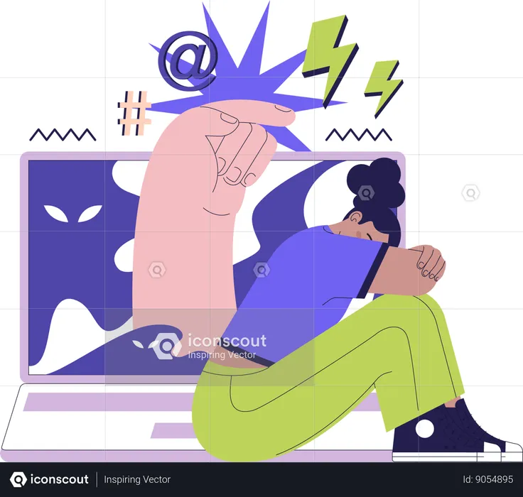 Woman faces online harassment  Illustration