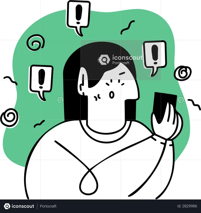 Woman facing difficulty in sending message  Illustration