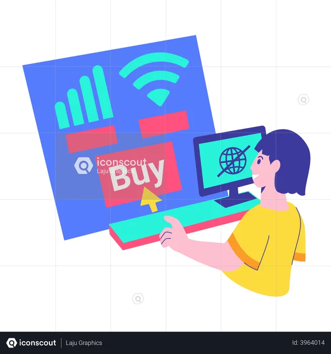 Woman facing issues with the shopping site  Illustration