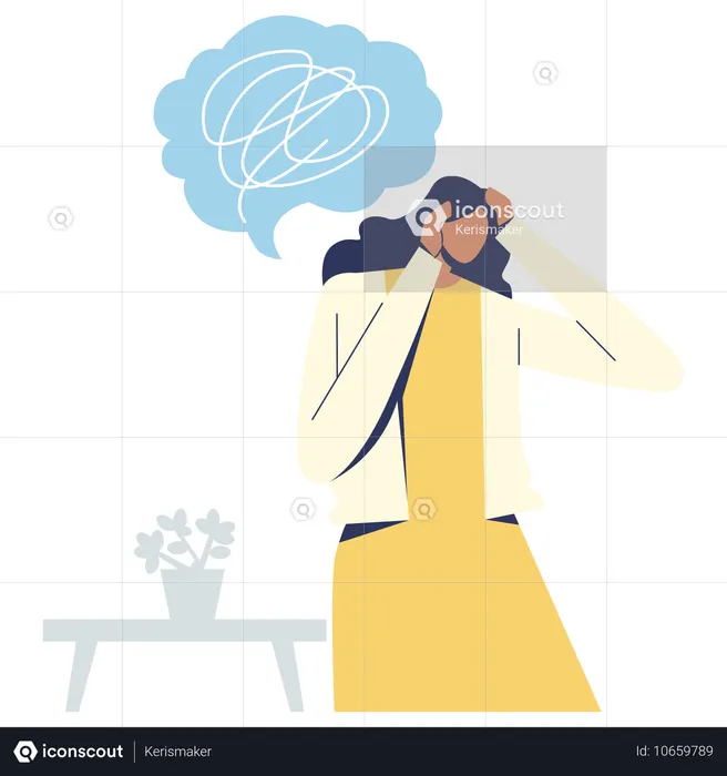 Woman facing Mental Stress  Illustration