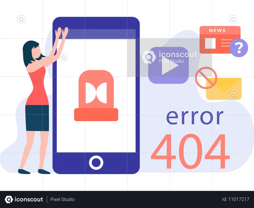 Woman facing website error  Illustration