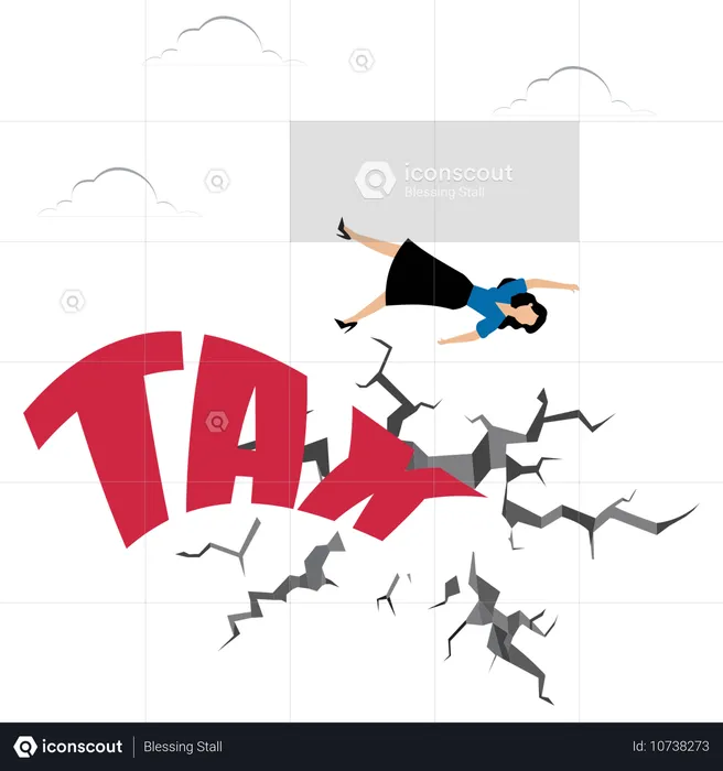 Woman Falls From Tax  Illustration