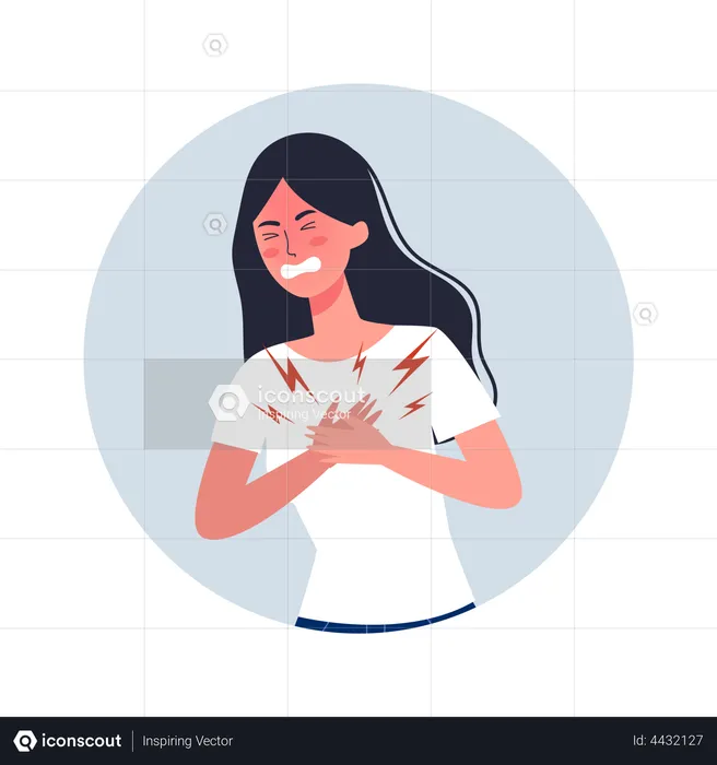 Best Premium Woman feel chest pain Illustration download in PNG & Vector  format