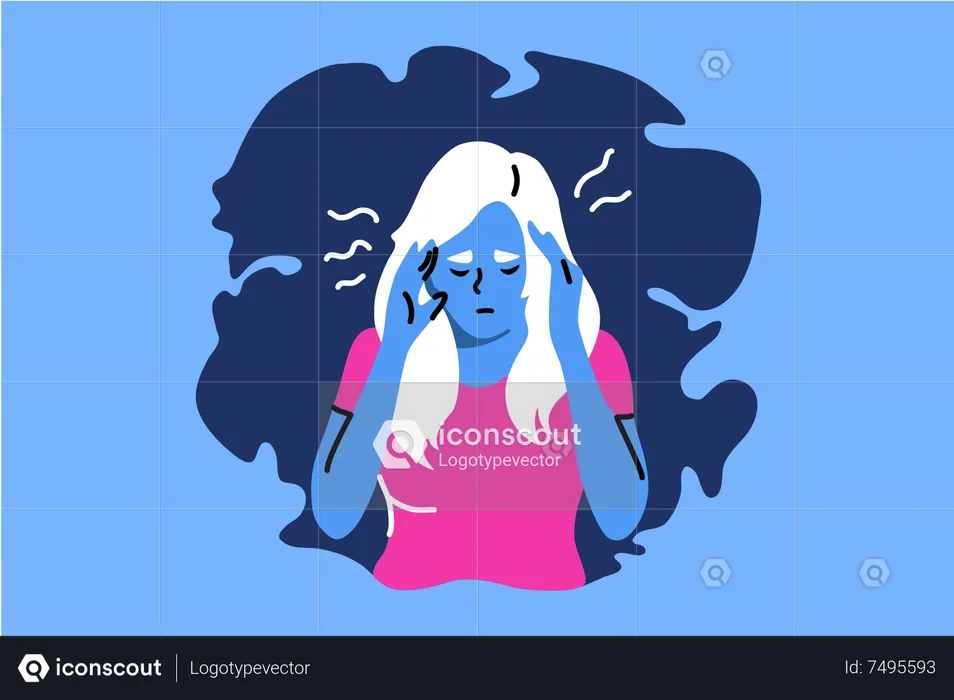 Woman feel headache  Illustration