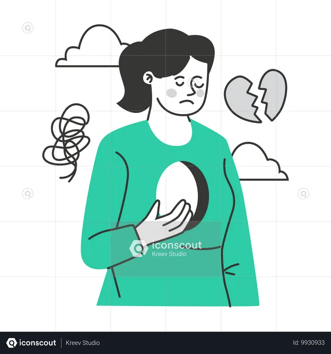 Woman feel their hearts are empty  Illustration