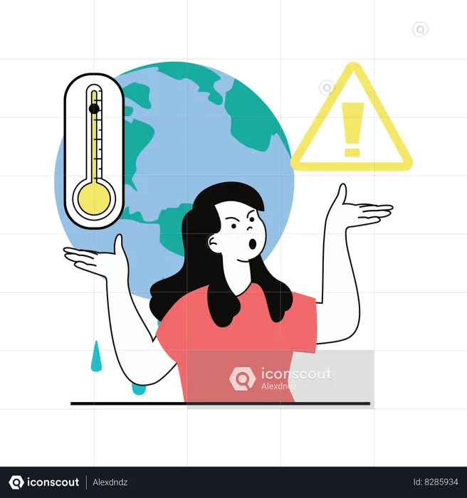 Best Woman Feeling Angry About Rising Global Temperatures Illustration Download In Png And Vector 1518