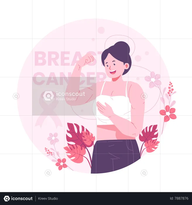 Woman feeling aware about breast cancer  Illustration