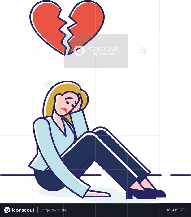 Woman feeling broke while sitting alone  Illustration