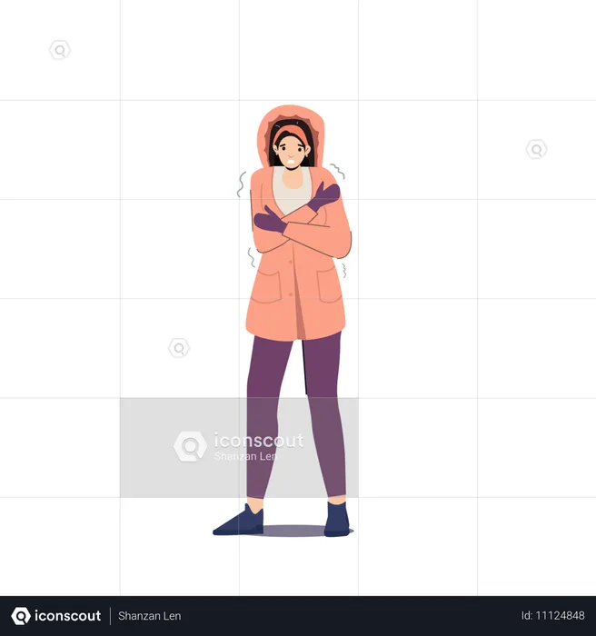 Woman feeling cold in winter  Illustration