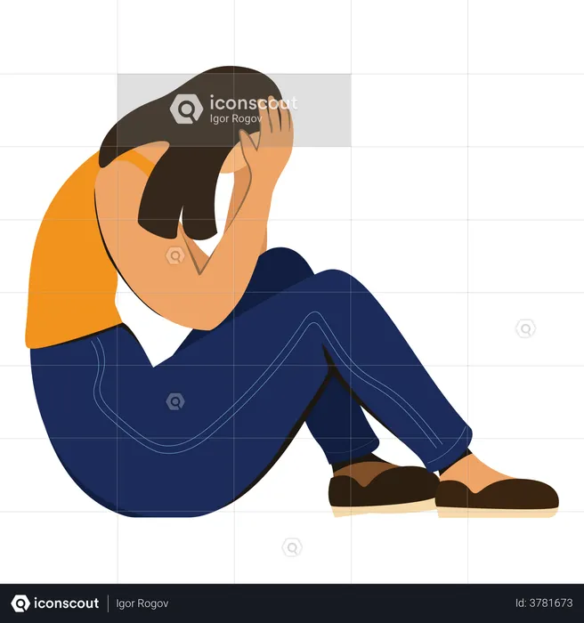 Woman feeling depressed  Illustration