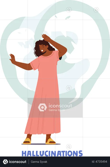 Woman feeling Hallucination due to disorder  Illustration