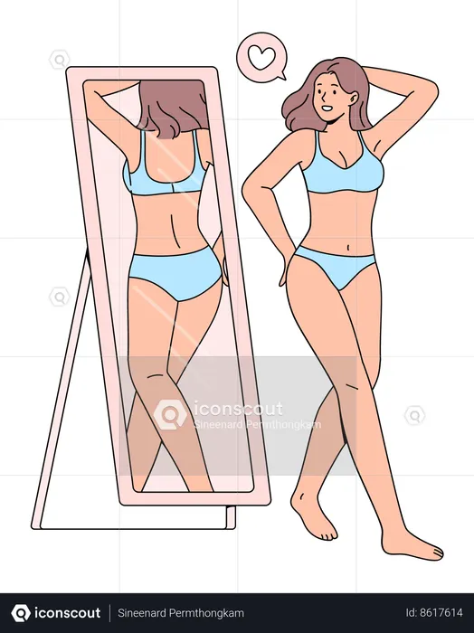 Woman feeling high self esteem  Illustration
