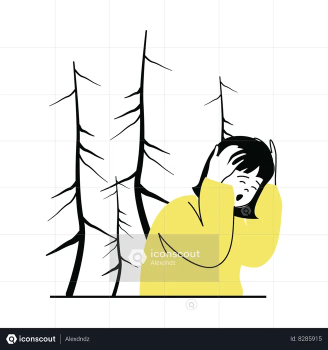 Woman feeling stressed due to forest fires  Illustration