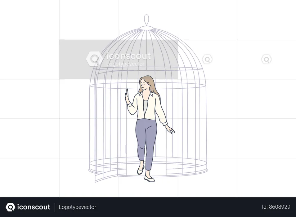 Woman feels caged  Illustration