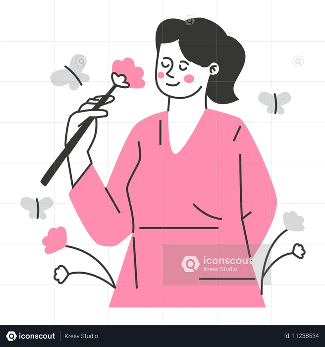 Woman feels fresh in morning  Illustration