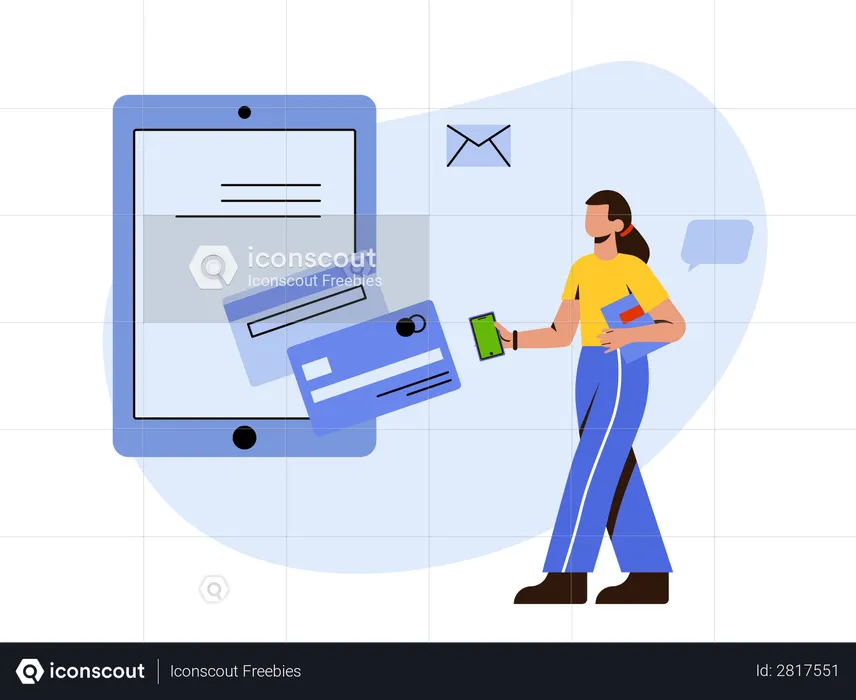Woman filing refund request  Illustration