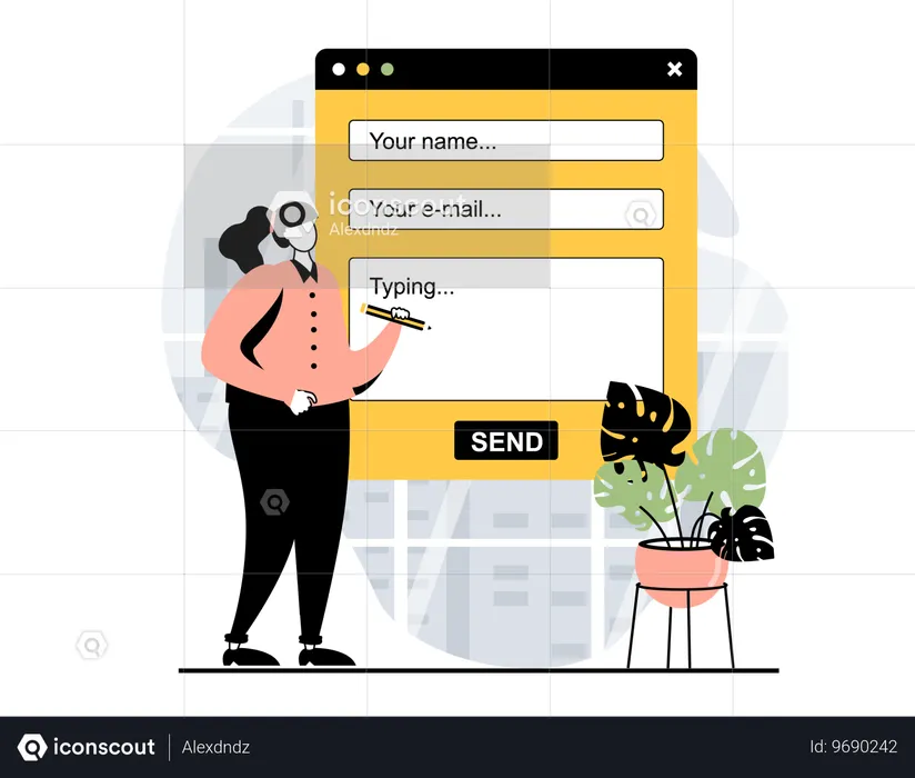 Woman filling out feedback form  Illustration