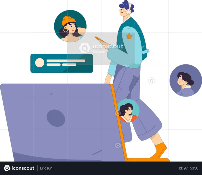 Woman filling virtual job application  Illustration
