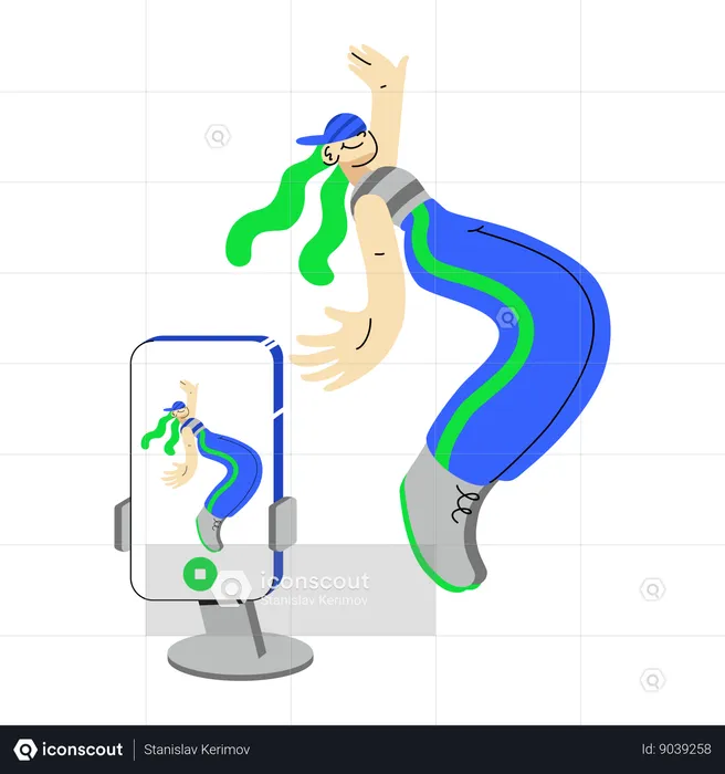 Woman filming dance on smartphone  Illustration