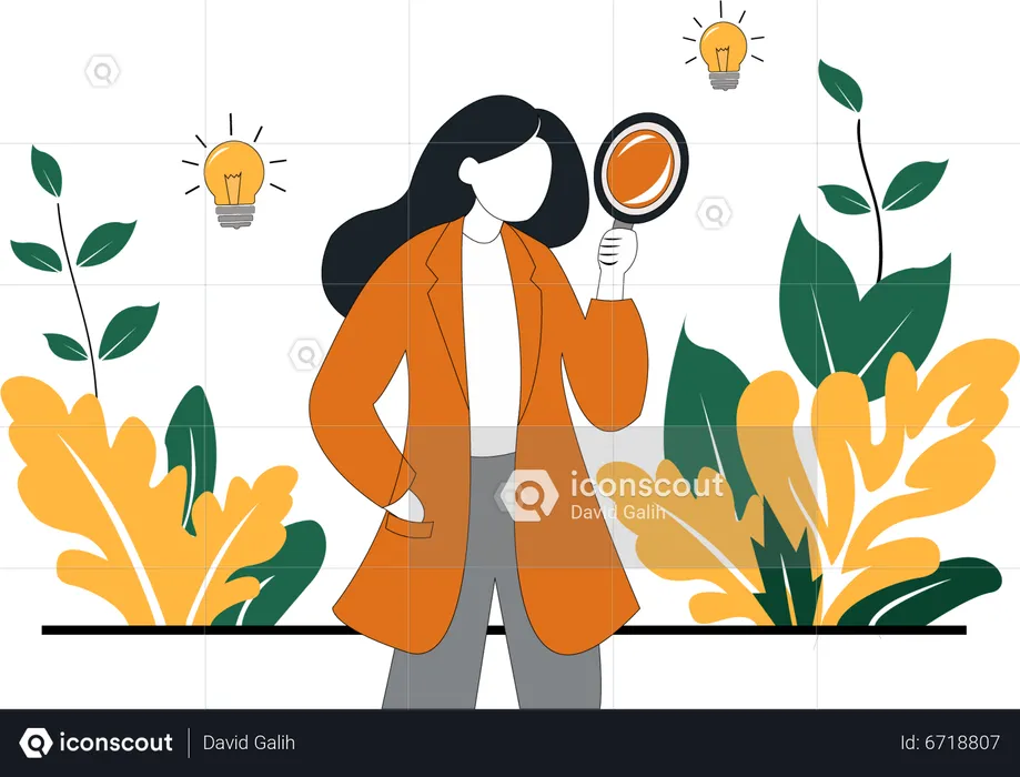 Woman finding business idea  Illustration