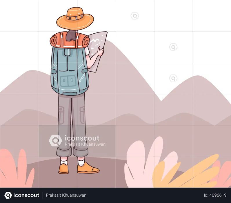 Woman finding destination  Illustration