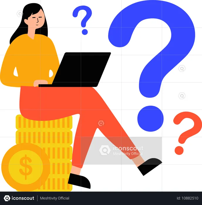 Woman finding financial answers on the internet  Illustration