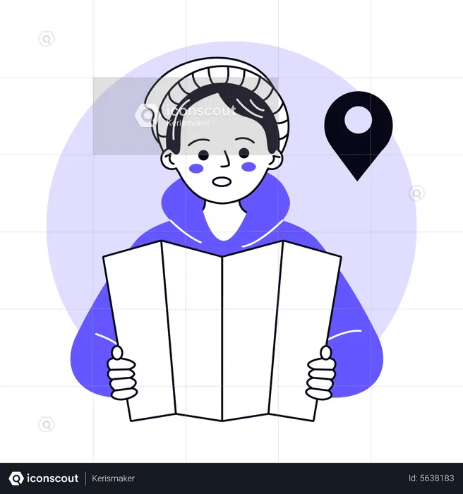 Woman finding location  Illustration