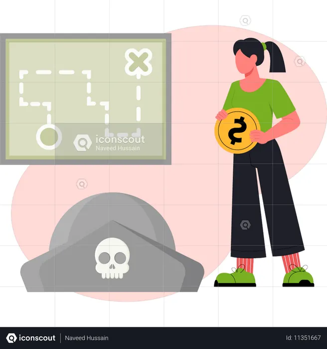 Woman  finding location  Illustration