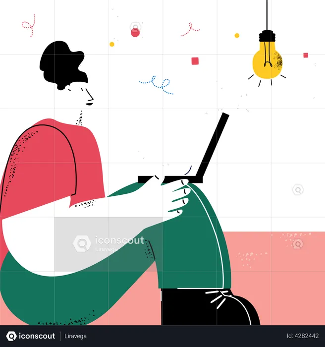 Woman finding new business idea  Illustration