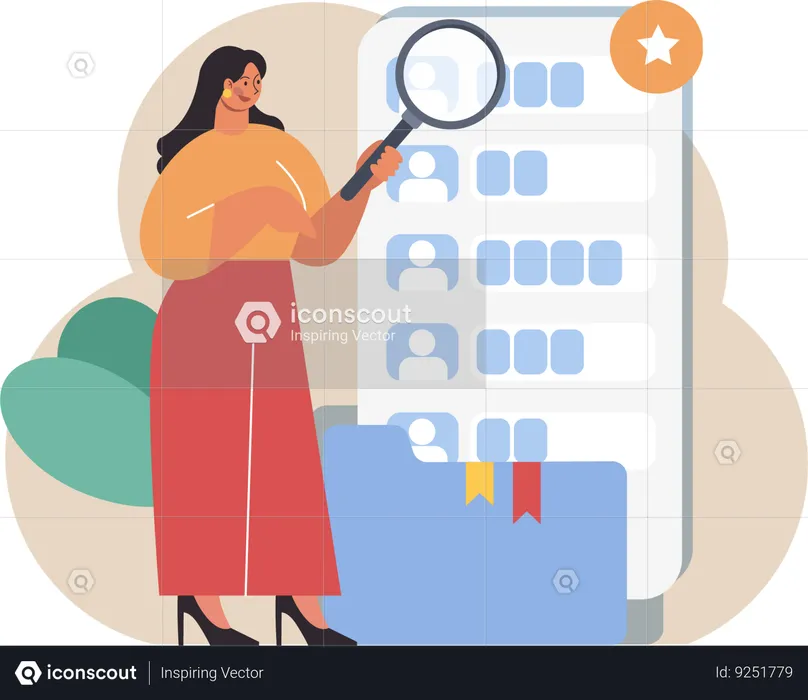 Woman finding online performance  Illustration