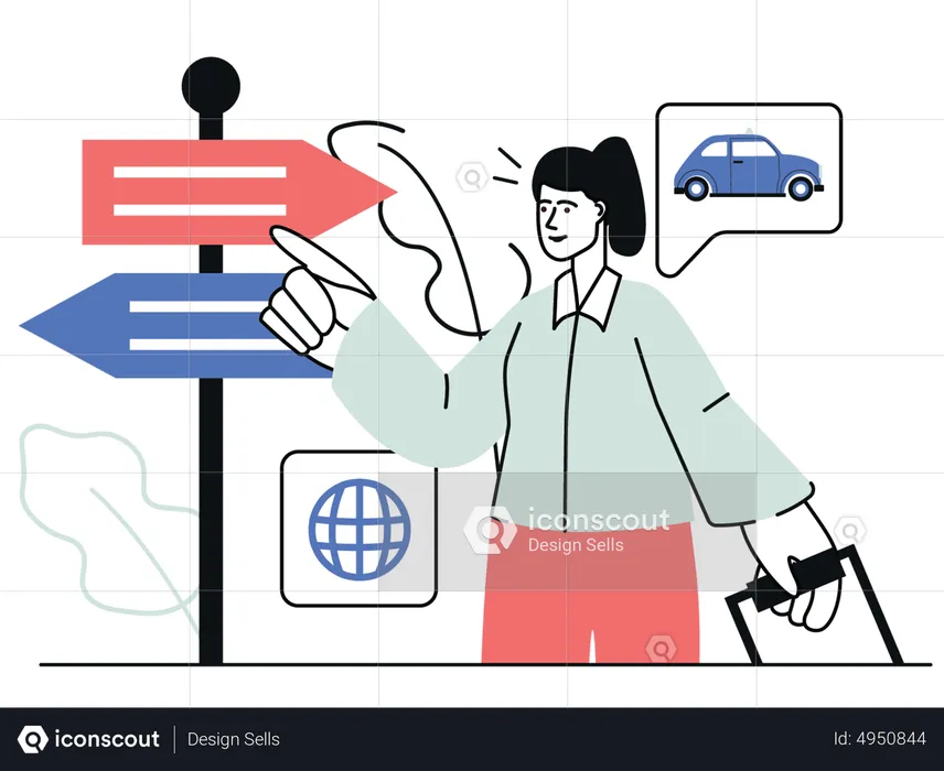 Woman finding travel location  Illustration