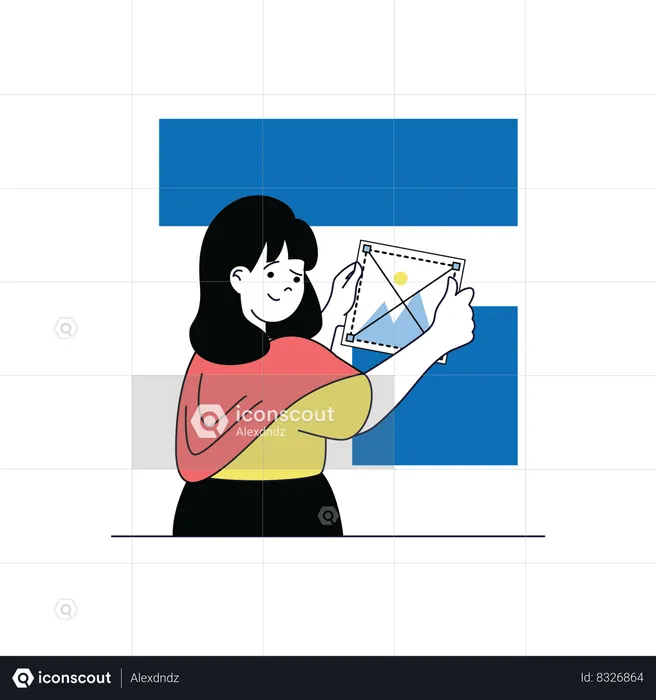 Woman fixing web layout  Illustration
