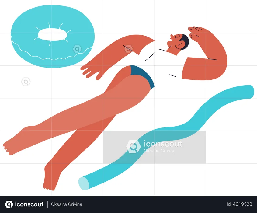 Woman Floating In Swimming  Illustration