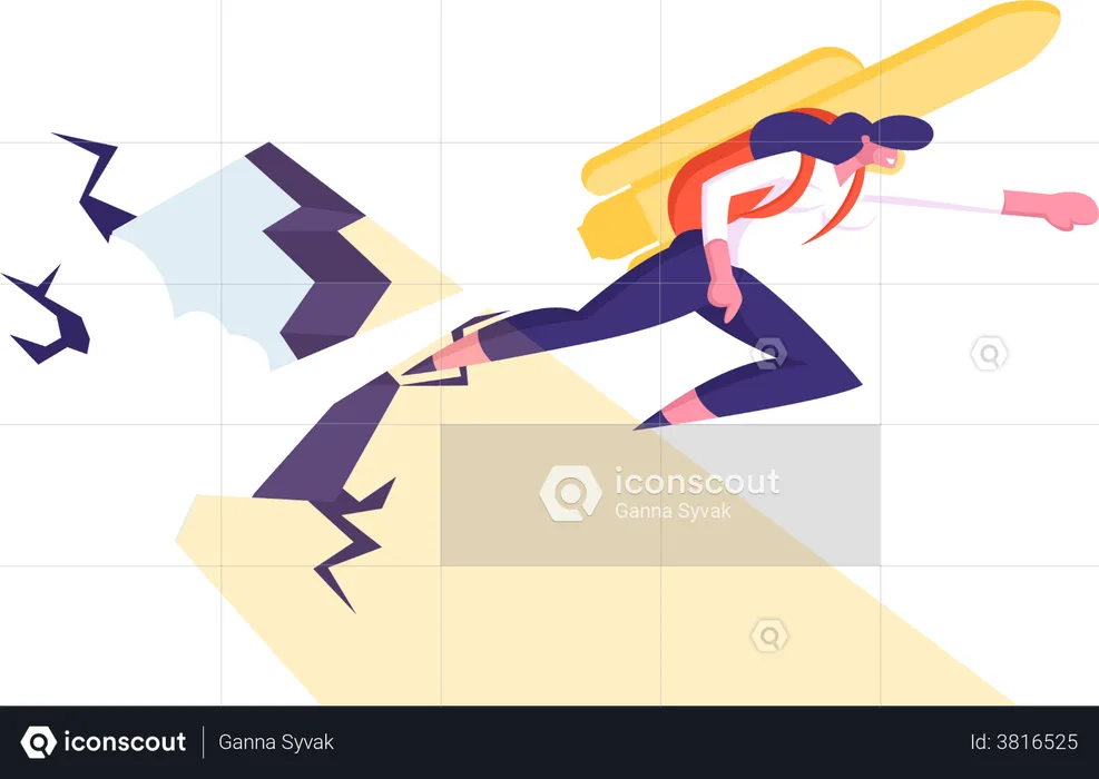Woman flying to success  Illustration