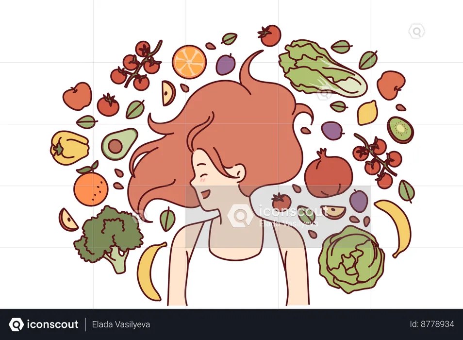 Woman follows diet plan  Illustration