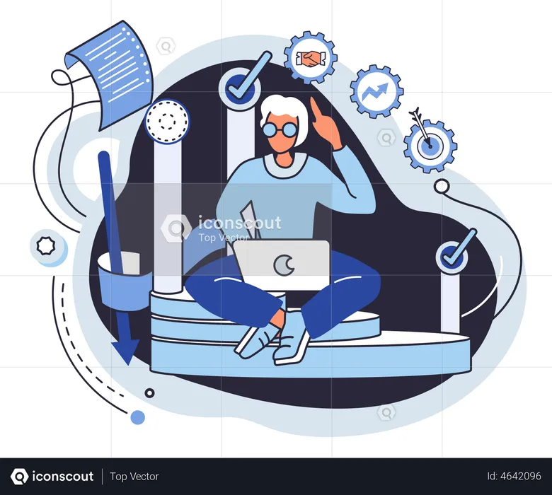 Woman generating ide for business growing  Illustration