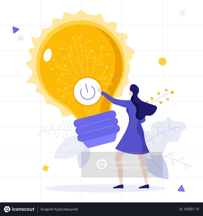 Woman generating innovative idea  Illustration