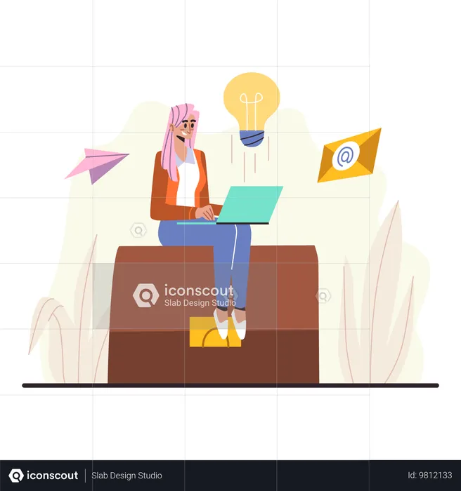 Woman generating successful idea  Illustration