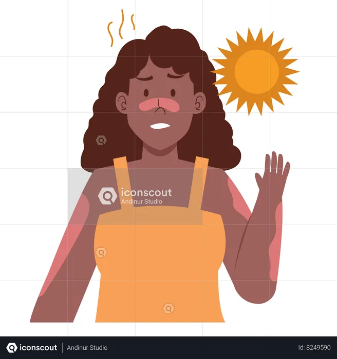 Woman Get Sunburn  Illustration