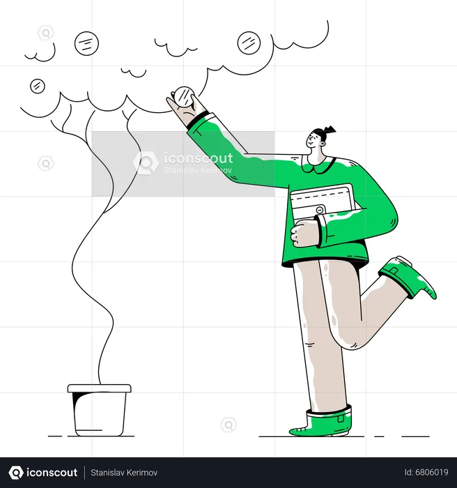 Woman Gets An Investment In A Business  Illustration