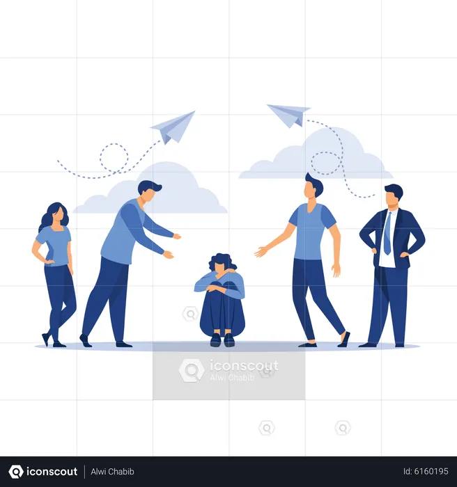 Woman getting bullied by people  Illustration