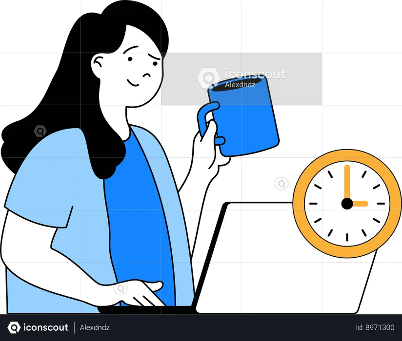 Woman getting coffee break  Illustration