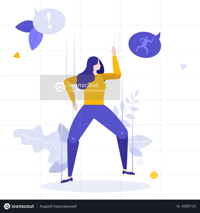 Woman getting controlled by strings  Illustration