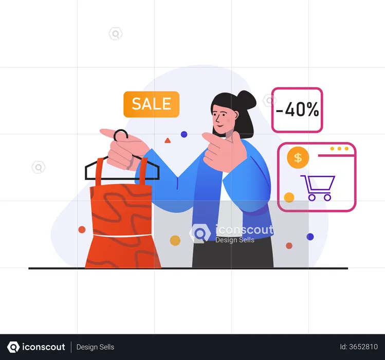 Woman getting discount on shopping  Illustration