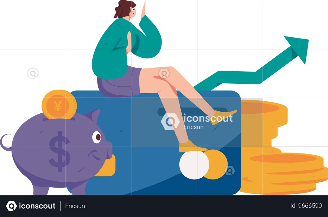 Woman getting financial growth  Illustration