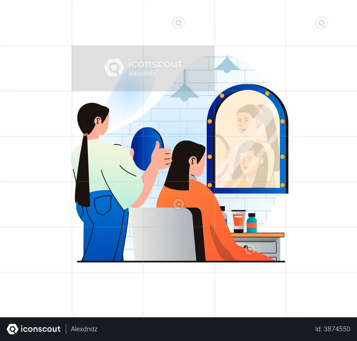 Woman getting hair job  Illustration