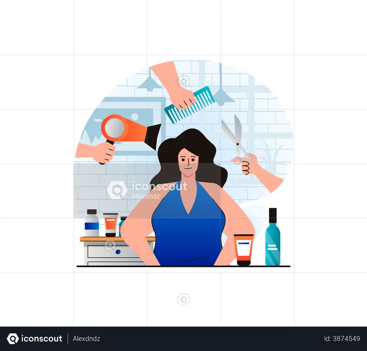 Woman getting haircut  Illustration