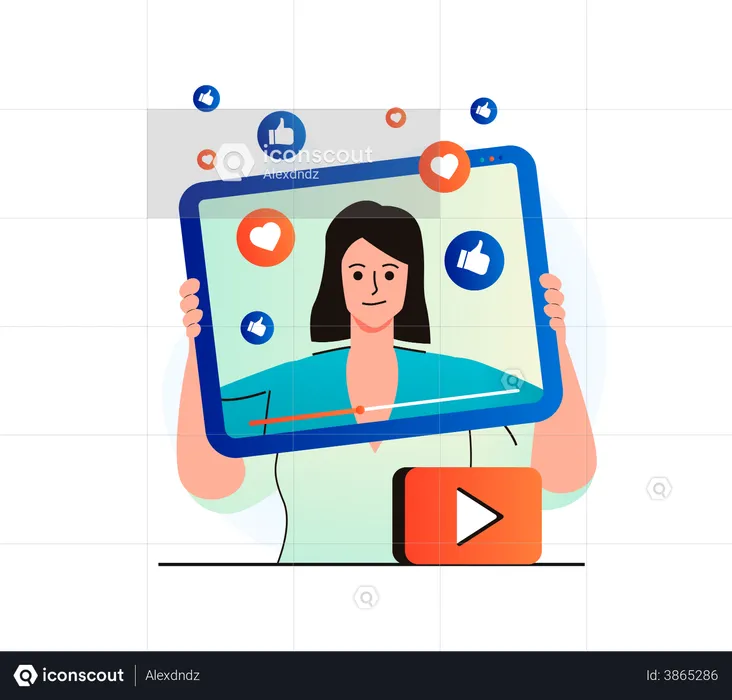 Woman getting likes on video sharing platform  Illustration