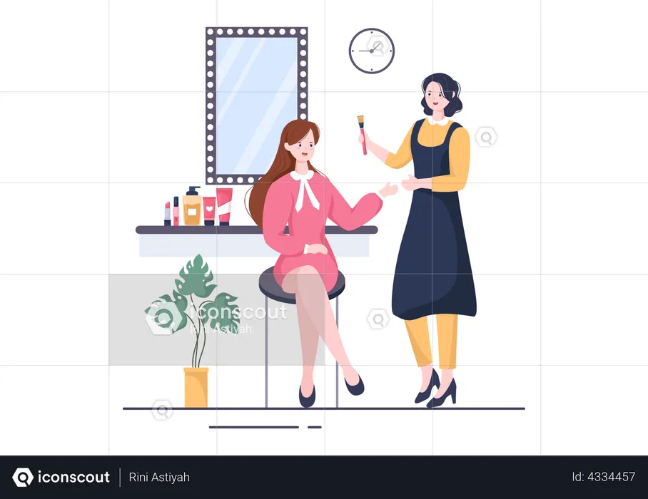 Woman getting makeup treatment  Illustration